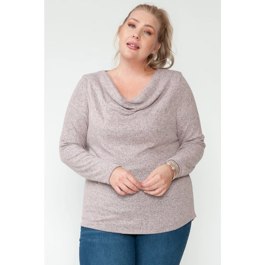 🎀CURVY🎀 Oatmeal Cowl Neck Top