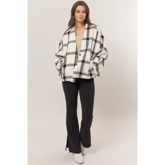 Plaid Pattern Oversized Jacket