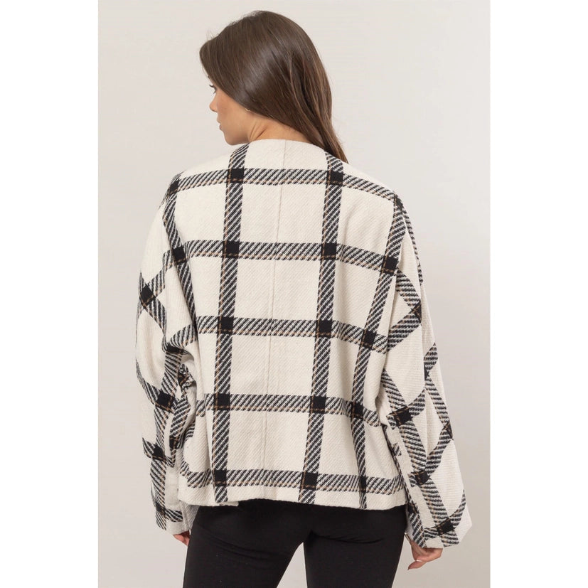 Plaid Pattern Oversized Jacket